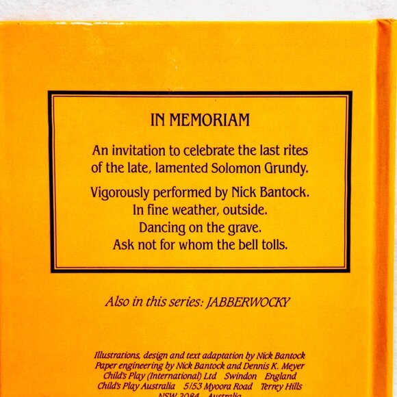Solomon Grundy Pop-Up Rhyme Book Hardcover by Nick Bantock - Picture 5 of 6